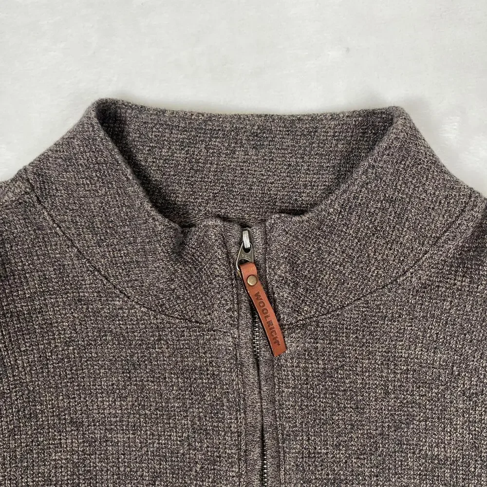 Woolrich Sweater Mens 2XLT Brown 1/4 Zip Mock Neck Knit Pullover Big & Tall